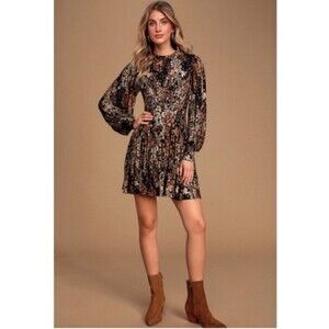 FREE PEOPLE | Heartbeats Romantic Print Mini Dress Long Sleeve S
